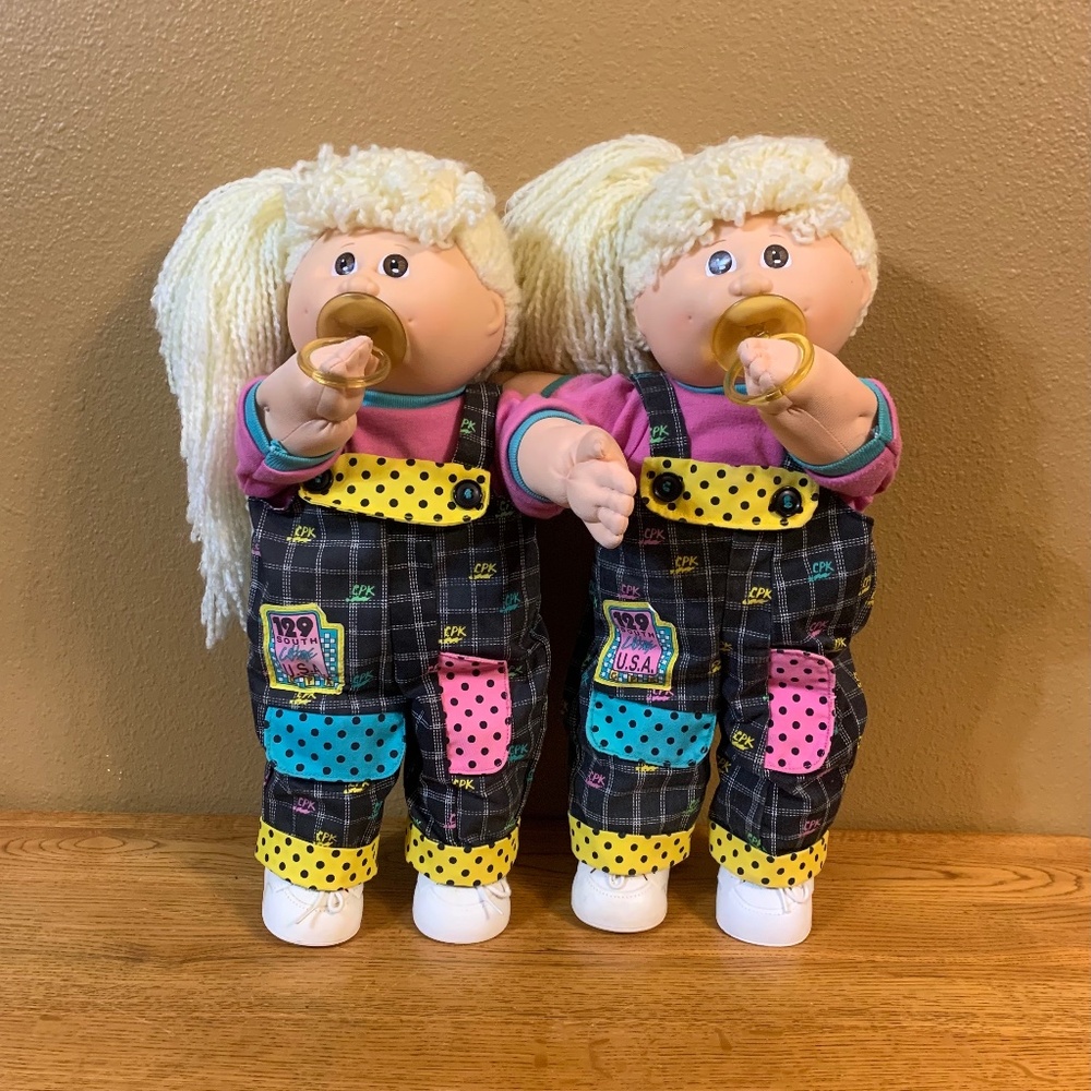 Vintage Cabbage Patch Kids Designer Line Twin Dolls W Pacifier CPK Twins
